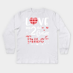 Teacher Students Seniors Love My 2nd Grade Tribe Happy First Day Of School Kids Long Sleeve T-Shirt